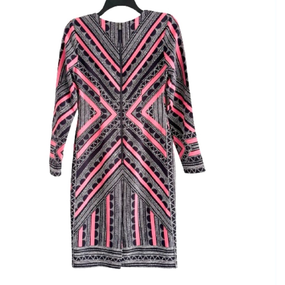 Vince Camuto Printed Sheath Women's Lined Zip Up Crew Neck Dress Size 6 - Picture 2 of 5
